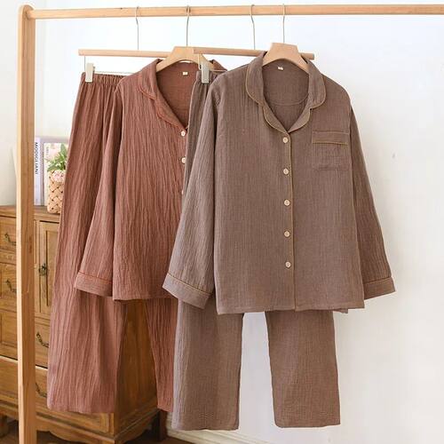 Solid Color Spring Cotton Sleepwear Pajamas Clothes for Wome