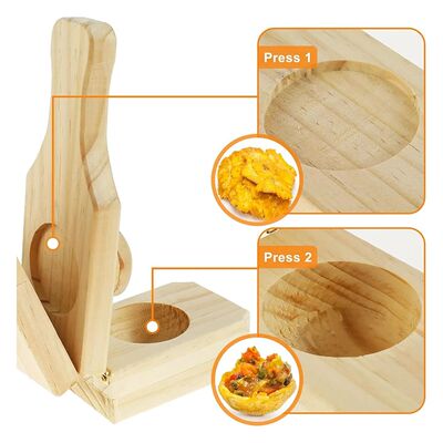JAS-Wooden Tostonera Plantain Press Banana Smasher Maker Pla
