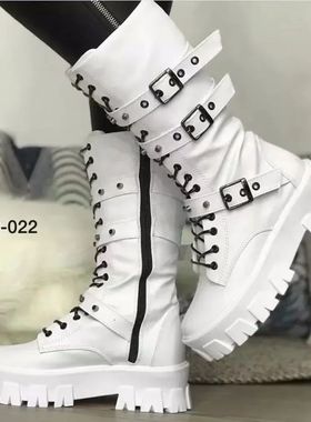 Luxury Brand Woman Boots  Winter New Pu Leather Platform Fas