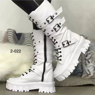 Luxury Brand Woman Boots  Winter New Pu Leather Platform Fas