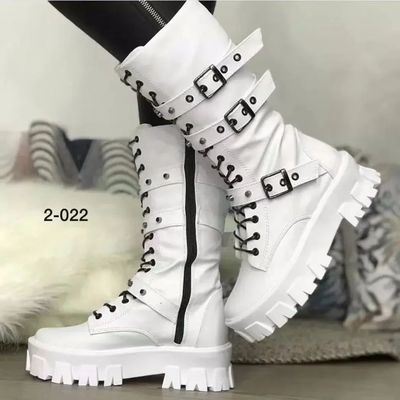 Luxury Brand Woman Boots  Winter New Pu Leather Platform Fas