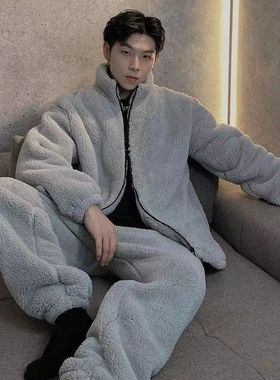 M-4XL Pajama Sets For Men Winter Thick Warm Flannel Pyjamas