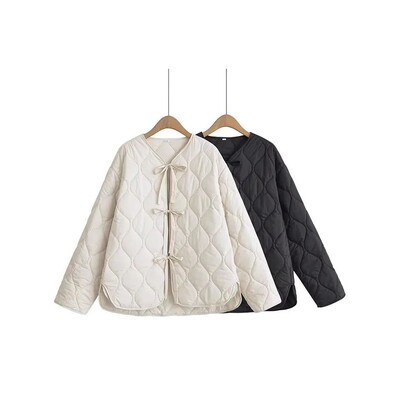 HH Autumn Jacket For Women 2024 New Fashion Bow Lace Up Crop