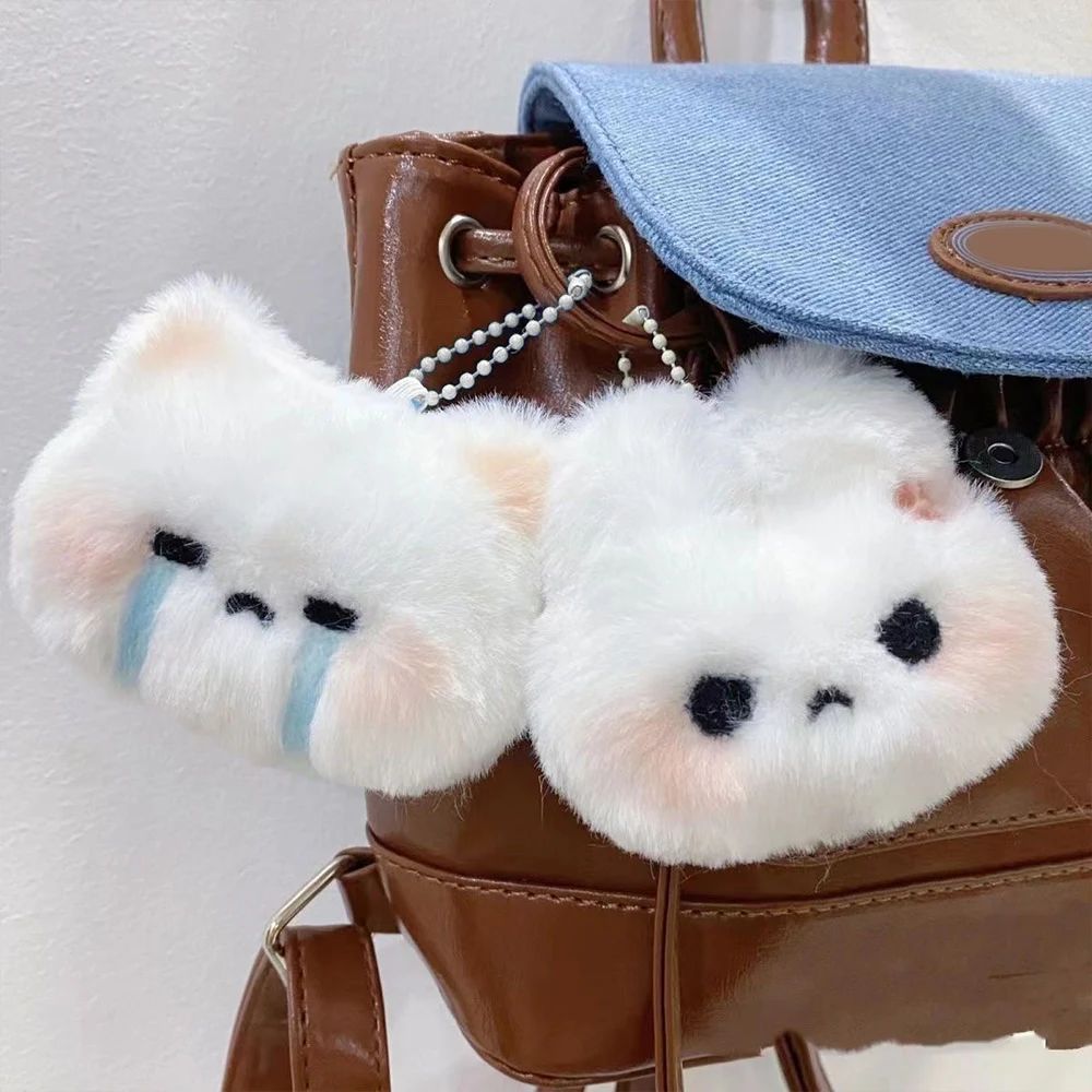Cartoon Plush Rabbit Doll Keychain Sweet Cute Angry Crying R