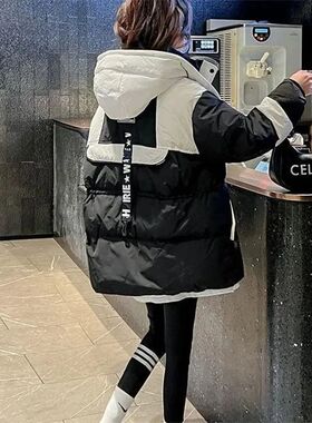 Black Medium long Parker Cotton Jacket Women's Winter 2025 N