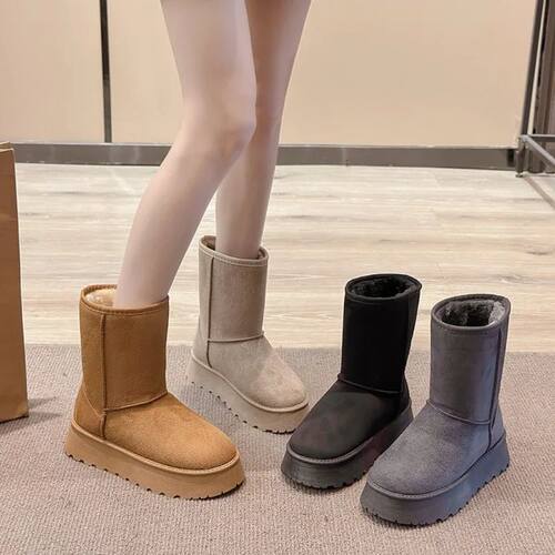 2024 winter new thick-soled and fleece snow boots round head