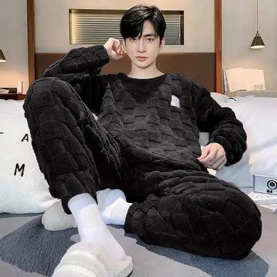 Thickened Warm Sleepwear for Winter Men's Coral Velvet Plus-