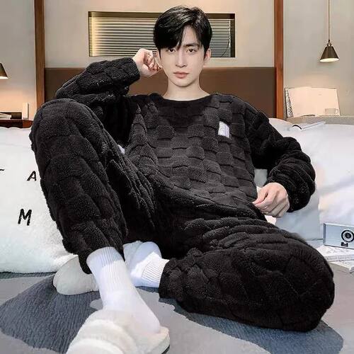 Thickened Warm Sleepwear for Winter Men's Coral Velvet Plus-