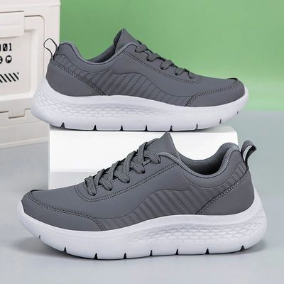 Men Sports Shoes Leather Breathable Adult Running Shoes Soft