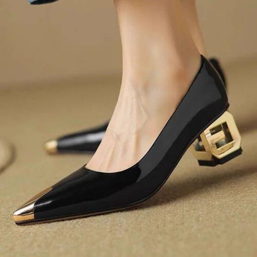 2025 Spring/Autumn New Women's French Retro Metal-Toe High H