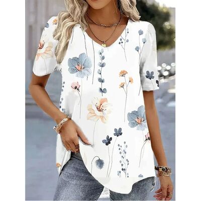 Fashion Woman Blouses 2024 T-shirt Women's 3d Flower Print W