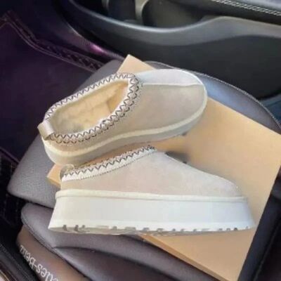 2025 New Winter Women's Short Plush Flats Snow Boots Warm Su