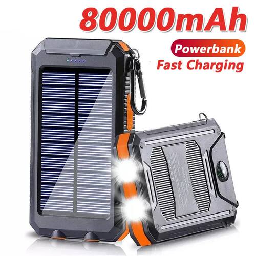 Solar Power Bank 80000mAh Portable Charging Poverbank Extern