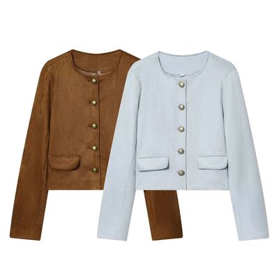 2026 new women's clothing style simple suede small fragrant