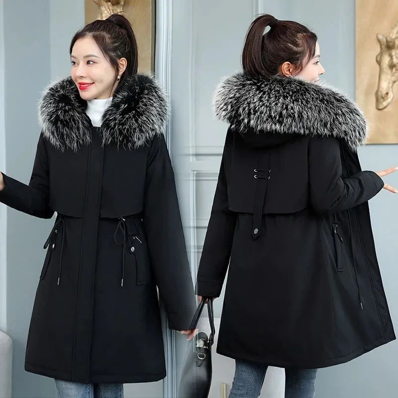 2025 New Women Winter Jacket 8XL Slim Long Coat Casual Parka