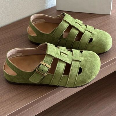 Women's Casual Round Head Flat Shoes Summer New Baotou Cow S
