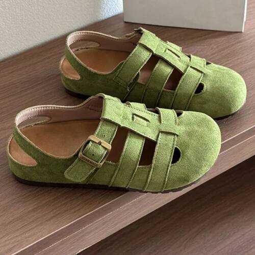 Women's Casual Round Head Flat Shoes Summer New Baotou Cow S