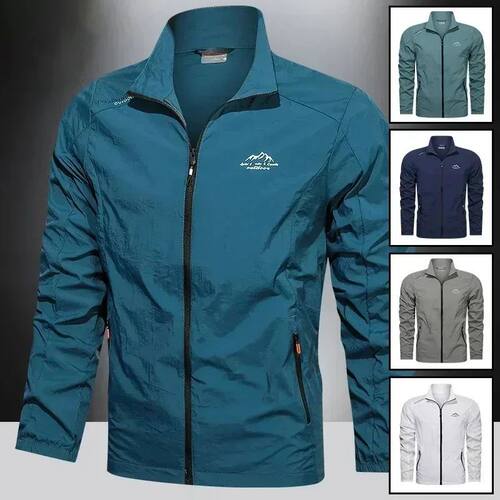 UPF100+ Men Summer Windbreaker Zip Pockets Uv Sun Protection