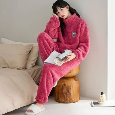 Thickened Coral Fleece Sleepwear Set Winter Home Leisure Cou