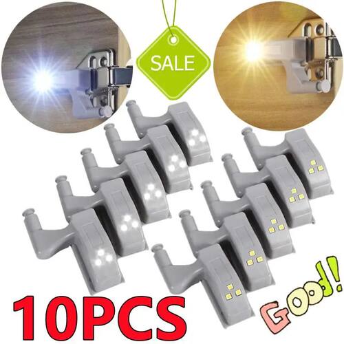 10-1PC LED Inner Hinge Lamp No Battery Under Cabinet Lights