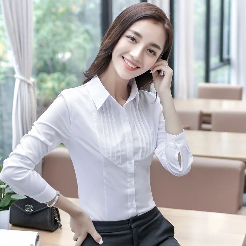 Spring Long Sleeve Blouse Women Office White Blouse Shirt To