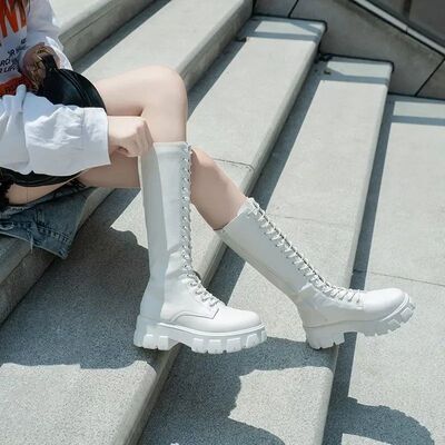 Winter women zipper new long boot Fashion lace up non slip s
