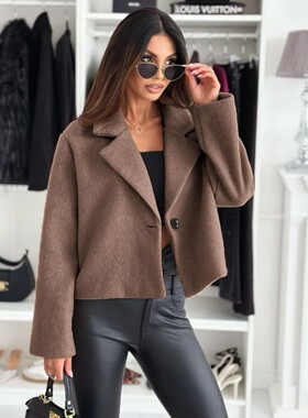 Cropped Trench Coat for Women 2024 Fall Winter Wool Coats Pe