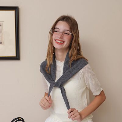 A Solid Color Wool Knitted Triangle Scarf for Women, Can Be