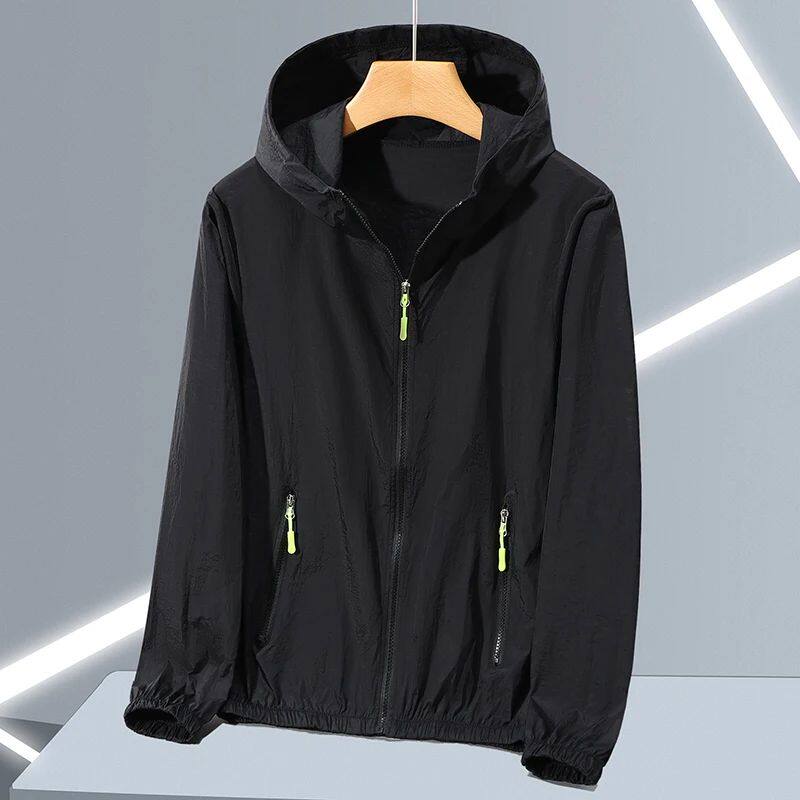 Summer Thin Ice Silk Sun Protection Jacket for Men Fashion H图片