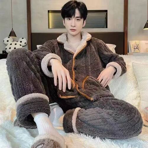 Pyjamas Winter Coral Velvet Thickened and Fleece Long Sleeve