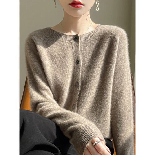 Women's Sweater Cardigans 100% Merino Wool Knitwear Raglan S