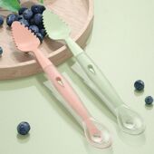 Food Sided Double Scraping Baby Spoon Silicone Feeding Mud