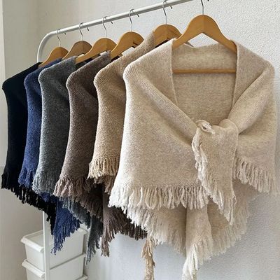 High Quality Winter Triangle Shawl Versatile Tassel Knitted