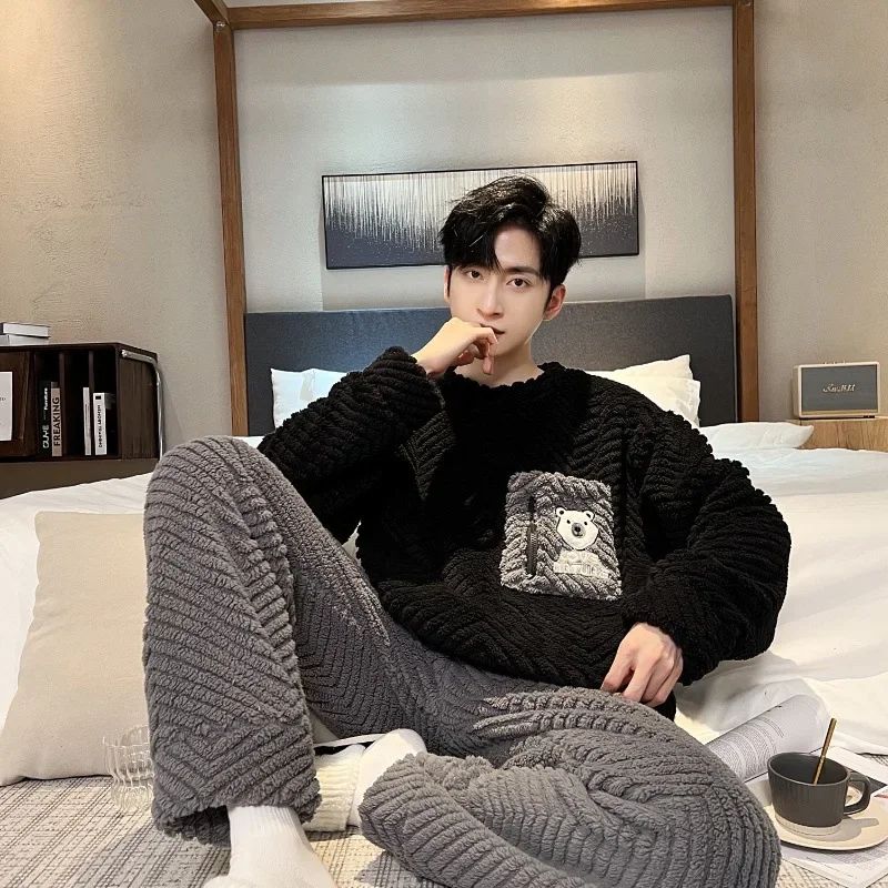 Hot Sale Of The Season New Men's Sleepwear Coral Fleece Thic