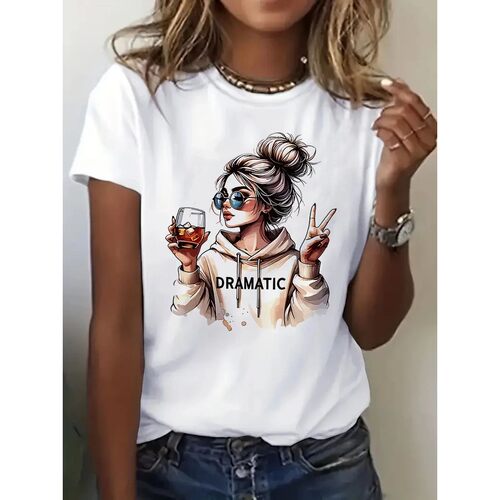 Streetwear 90s Women'S Casual Graphic T-Shirt  