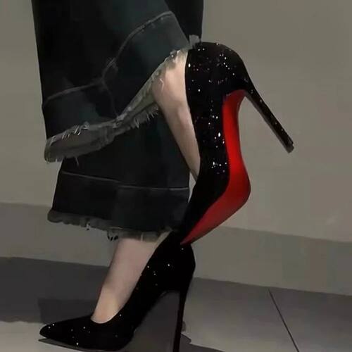 Women Shoes Stiletto High Heels Fashion Pointed Bling Heel S