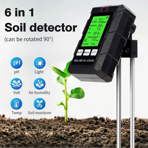 6 in 1 Soil Tester PH Temperature Humidity Meter Nutrient Mo