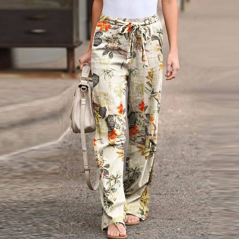 Women Long Pants 2024 Spring Fashion High Waist Drawstring S