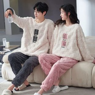 Thickened Warm Winter Couples Flannel Pajamas for Men and Wo