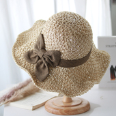 帽子女大檐夏天遮阳草帽休闲凉帽蝴蝶结韩版 可折叠防晒女士渔夫帽