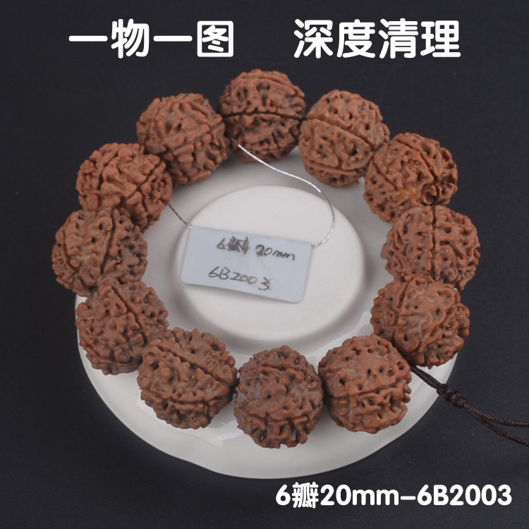 一物一图 6瓣20mm大金刚菩提子佛珠手串12颗深度清理红皮原籽素珠
