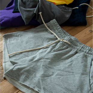 居家裤 男女加大四季 复古三分剪边做旧运动短裤 210克全棉水洗毛圈