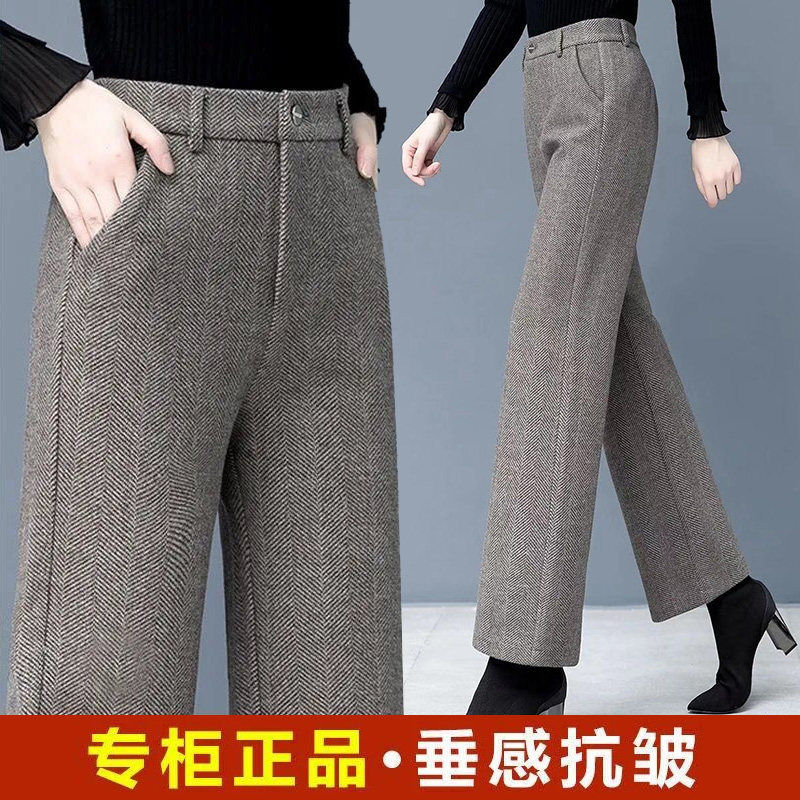 恒源祥中老年女妈妈装阔腿裤加厚加薄绒高腰直筒外穿宽松毛呢长裤使用感如何?