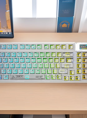 狼蛛F98Pro透明键盘机械三模无线蓝牙客制化电竞全键冰晶轴热插拔