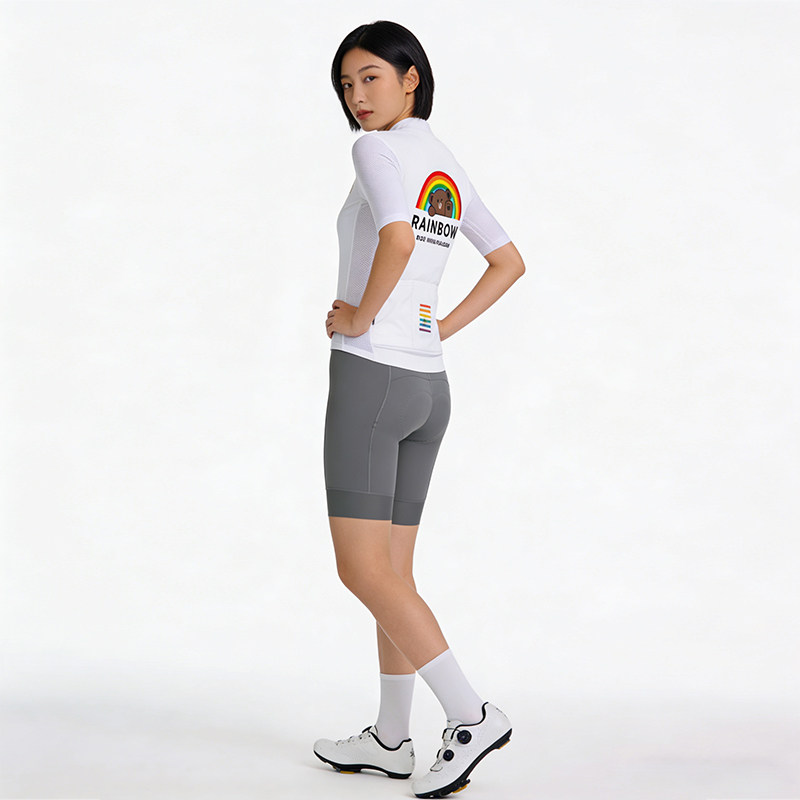 TOSO STEP夏季深蓝黑色白色彩虹短袖骑行服卡通透气自行车衣男女