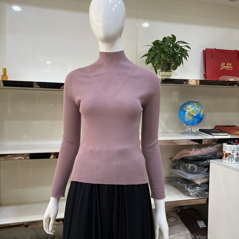 开顺极细羊毛衫女针织半高领薄款