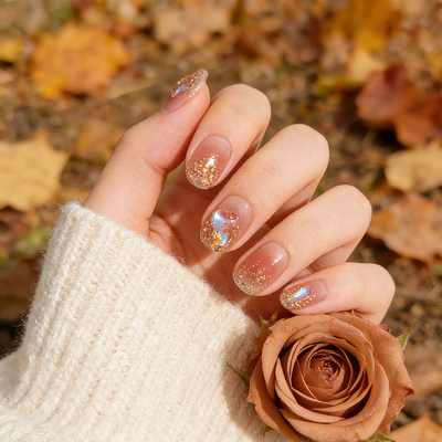 可卸穿戴假指甲穿戴式腮红闪钻晕染纯手工光疗美甲成品假指甲贴片