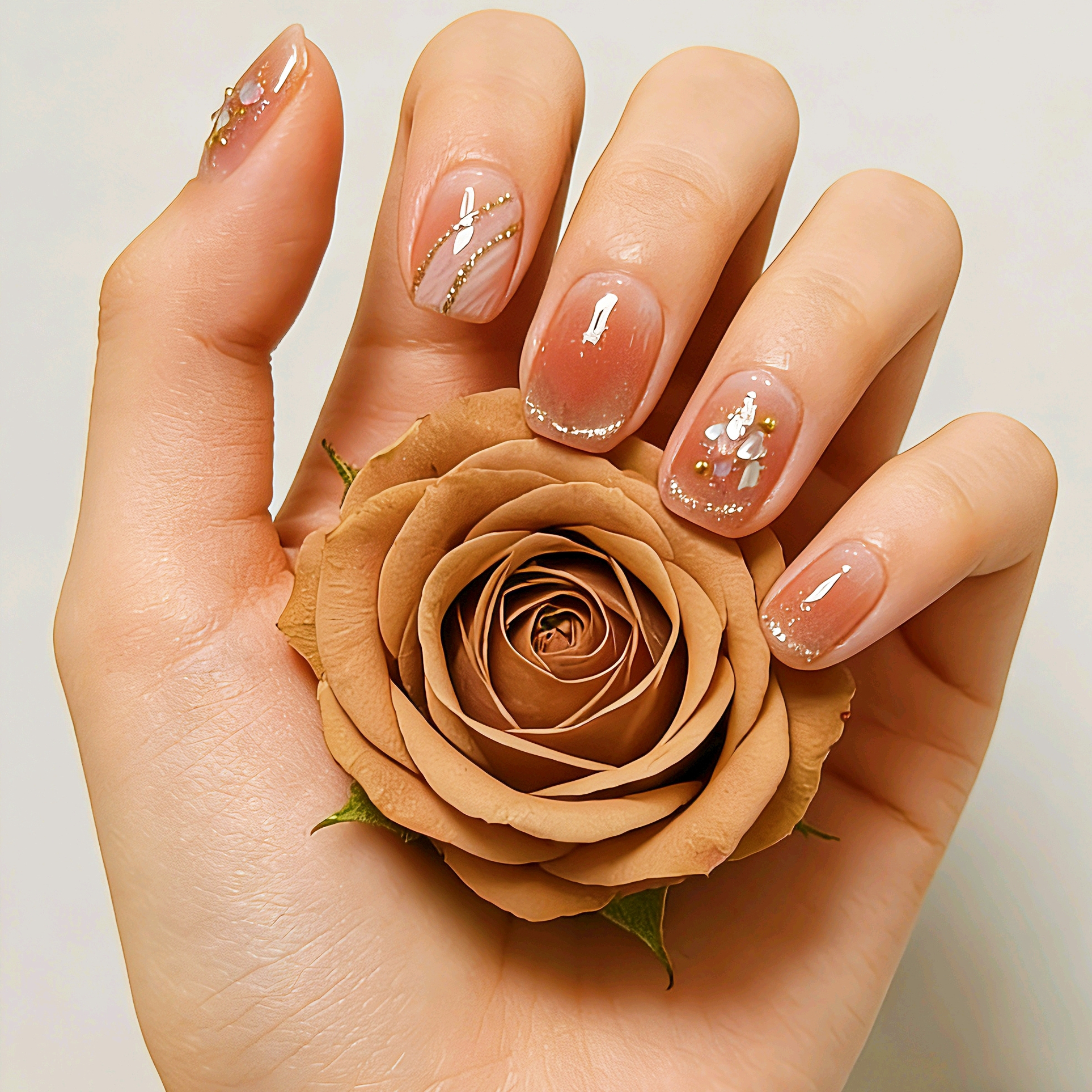 可拆卸穿戴假指甲穿戴式腮红法式晕染纯手工光疗美甲成品假指甲贴