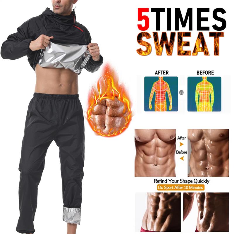 Big-time man sweating sweatsuits with a hat running sauna sw