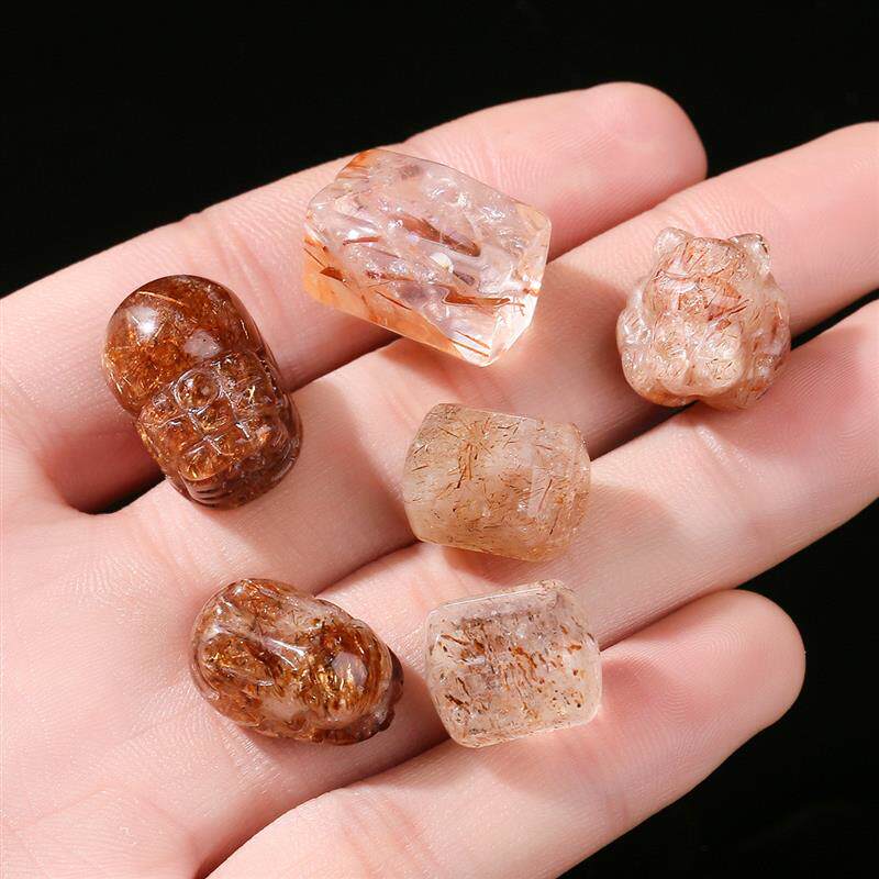 Natural black gold super-seven crystal engraving, diy access